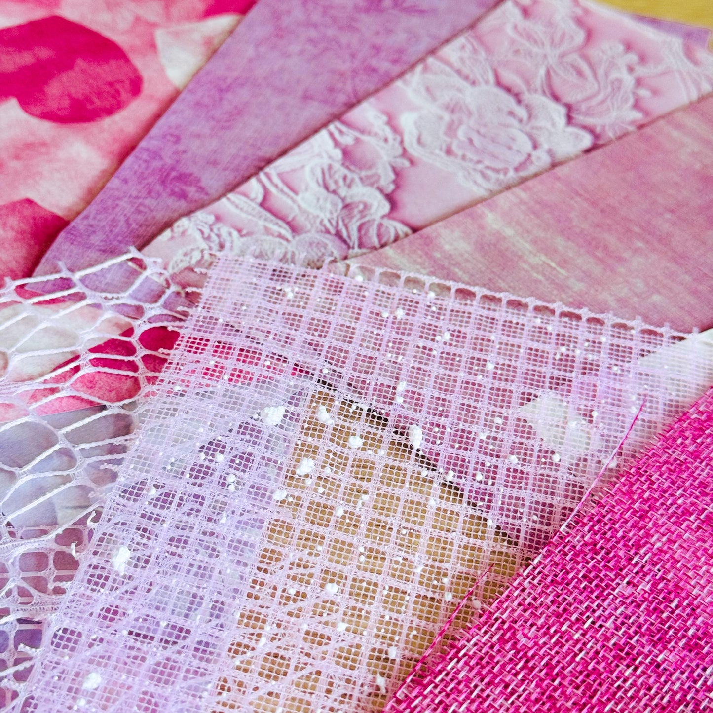 15pcs Vintage Pink Paper, Textured Pink scrapbook Papers, Shabby Chic Scrapbooking Paper, Vintage Pink Craft Paper, Ephemera Paper