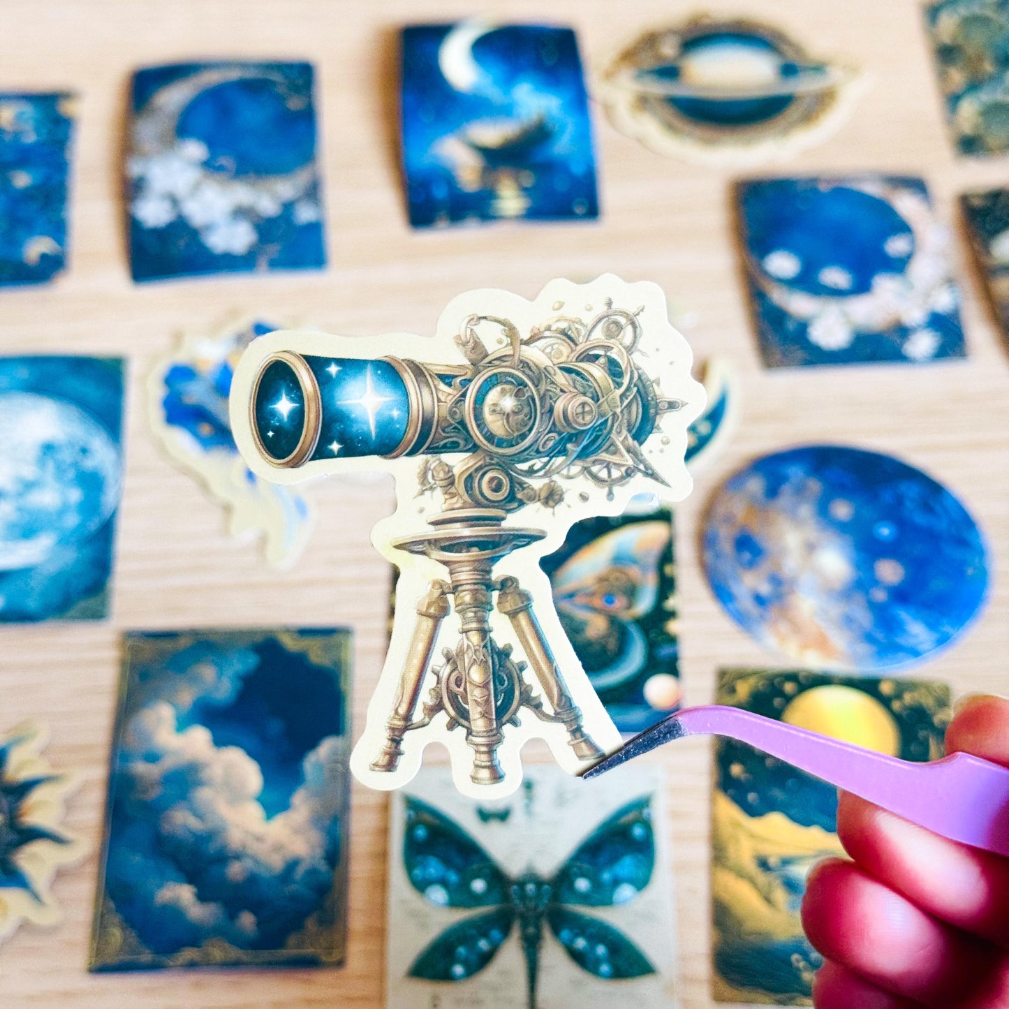 50Pcs Cosmic Mythology Stickers, Waterproof PVC, Celestial Planets and Flowers for Phone Cases and Notebooks, Phone Case, Journaling