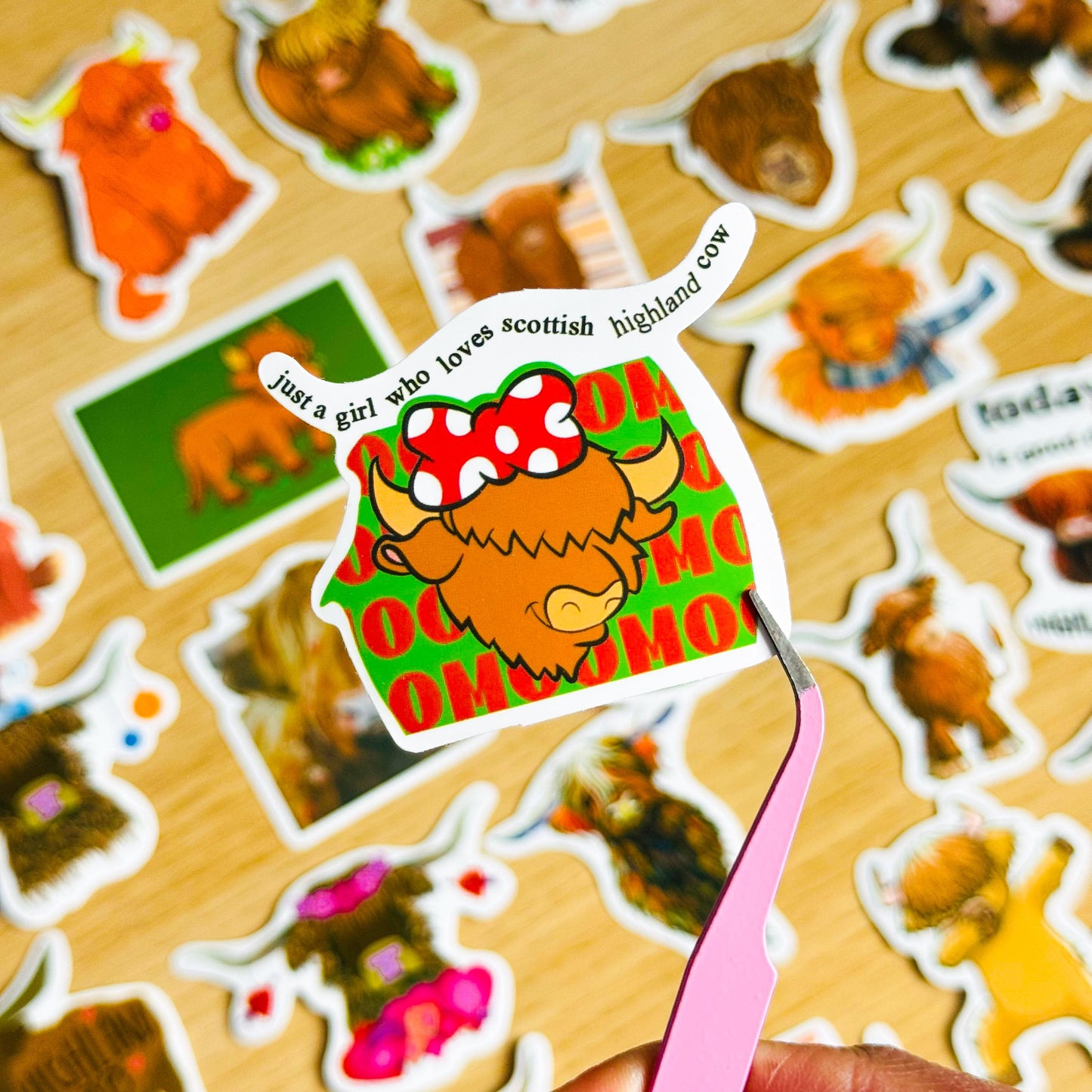 50pcs Highland Cow Stickers, , Cute Vintage Cow Print, Vinyl Decals, for Laptops, Phones, Guitars, Water, Highland coo, Journal stickers