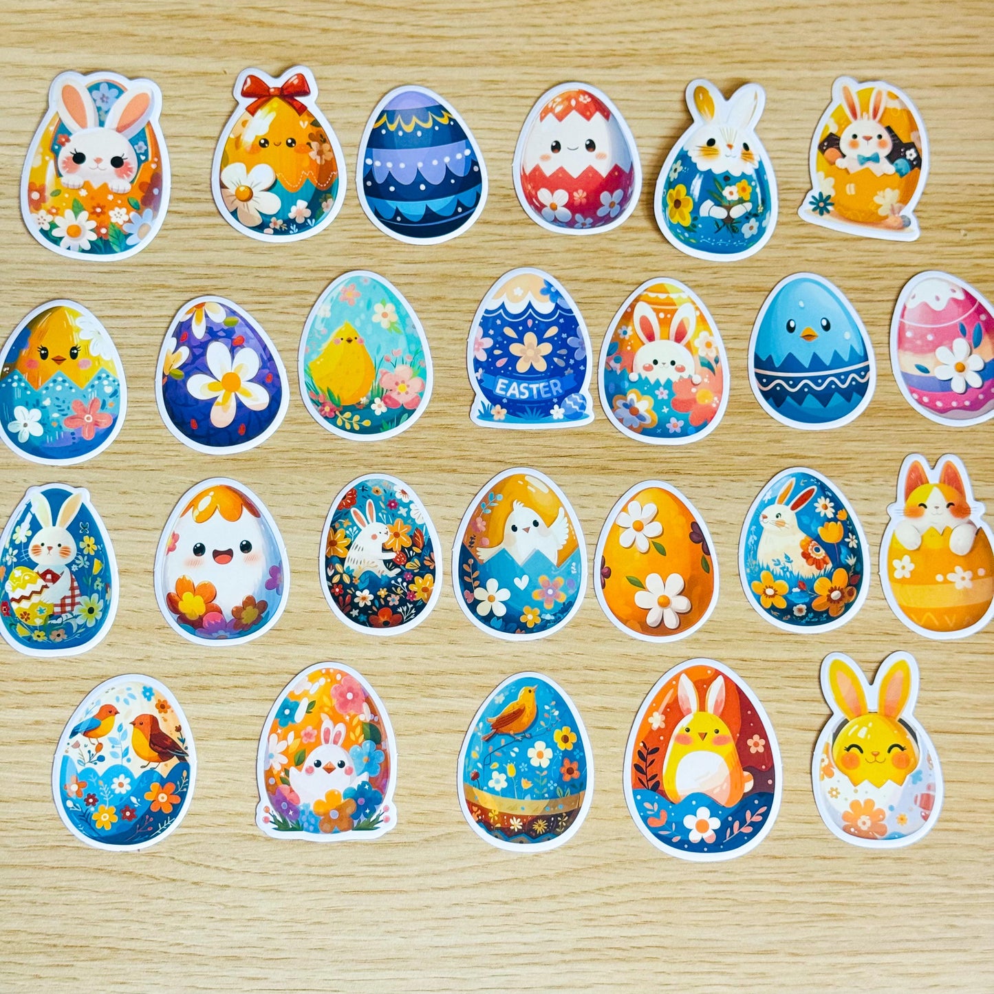 50pcs Easter Egg Stickers Set, Cute Animal Floral Designs, Reusable Paper, Scrapbooking, Journals, Stickers, Planner, Laptop, Phone Case